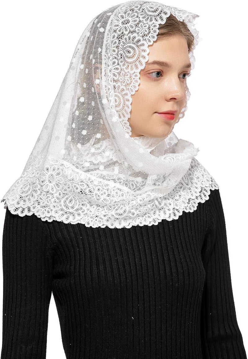 Wgior Triangle Vintage Inspired Lace Chapel Veils Catholic Mass Head Covering Scarf Mantilla Veils for Church - Image 4